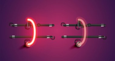 Gerçekçi parlayan kırmızı neon charcter ve kapalı