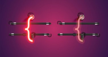 Gerçekçi parlayan kırmızı neon charcter ve kapalı