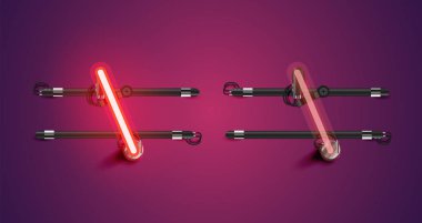 Gerçekçi parlayan kırmızı neon charcter ve kapalı