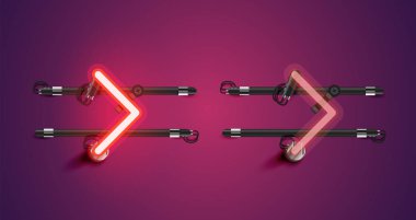 Gerçekçi parlayan kırmızı neon charcter ve kapalı