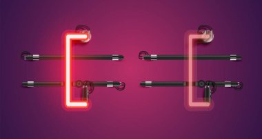 Gerçekçi parlayan kırmızı neon charcter ve kapalı
