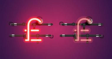 Gerçekçi parlayan kırmızı neon charcter ve kapalı