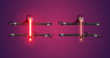 Gerçekçi parlayan kırmızı neon charcter ve kapalı