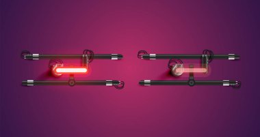 Gerçekçi parlayan kırmızı neon charcter ve kapalı