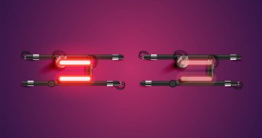 Gerçekçi parlayan kırmızı neon charcter ve kapalı