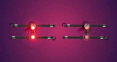 Gerçekçi parlayan kırmızı neon charcter ve kapalı