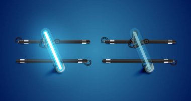 Gerçekçi parlayan mavi neon charcter ve kapalı