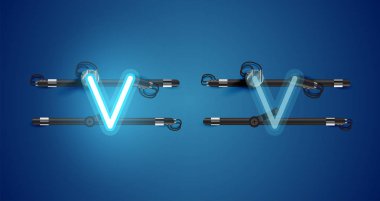 Gerçekçi parlayan mavi neon charcter ve kapalı