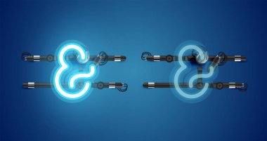 Gerçekçi parlayan mavi neon charcter ve kapalı