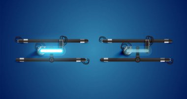 Gerçekçi parlayan mavi neon charcter ve kapalı