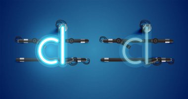 Gerçekçi parlayan mavi neon charcter ve kapalı