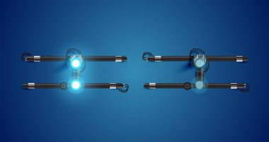 Gerçekçi parlayan mavi neon charcter ve kapalı