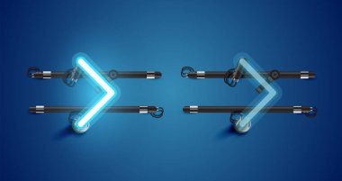 Gerçekçi parlayan mavi neon charcter ve kapalı