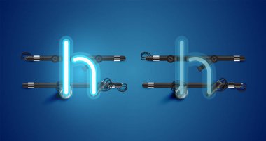 Gerçekçi parlayan mavi neon charcter ve kapalı