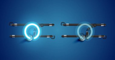 Gerçekçi parlayan mavi neon charcter ve kapalı