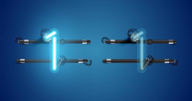 Gerçekçi parlayan mavi neon charcter ve kapalı