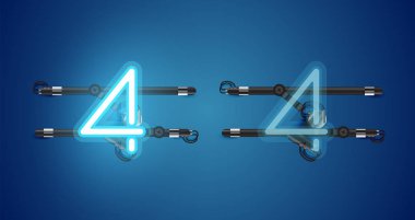 Gerçekçi parlayan mavi neon charcter ve kapalı