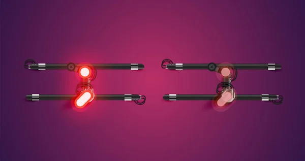 Gerçekçi Parlayan Kırmızı Neon Charcter Kapalı — Stok Vektör