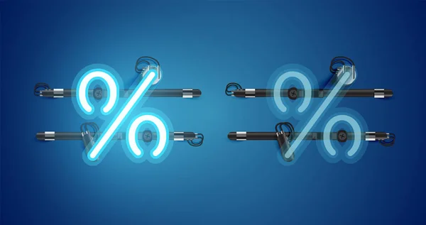 Charcter de neón azul brillante realista encendido y apagado — Archivo Imágenes Vectoriales