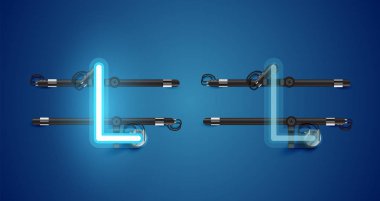 Gerçekçi parlayan mavi neon charcter ve kapalı