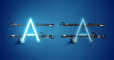 Gerçekçi parlayan mavi neon charcter ve kapalı