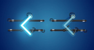 Gerçekçi parlayan mavi neon charcter ve kapalı