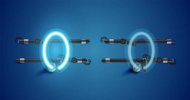 Gerçekçi parlayan mavi neon charcter ve kapalı