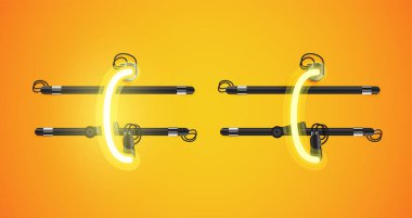 Gerçekçi parlayan sarı neon charcter ve kapalı