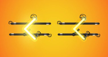 Gerçekçi parlayan sarı neon charcter ve kapalı