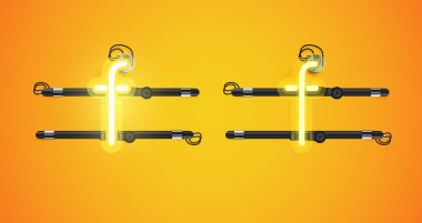 Gerçekçi parlayan sarı neon charcter ve kapalı