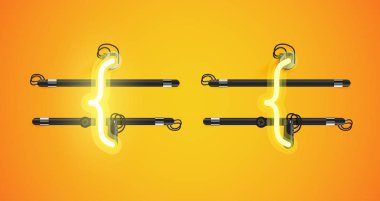 Gerçekçi parlayan sarı neon charcter ve kapalı