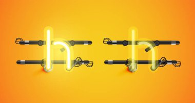 Gerçekçi parlayan sarı neon charcter ve kapalı