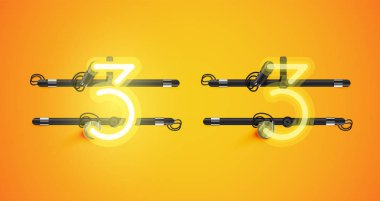 Gerçekçi parlayan sarı neon charcter ve kapalı