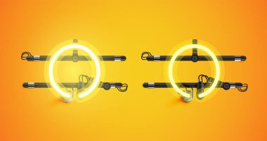 Gerçekçi parlayan sarı neon charcter ve kapalı