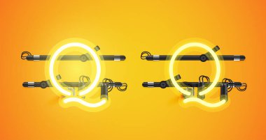 Gerçekçi parlayan sarı neon charcter ve kapalı