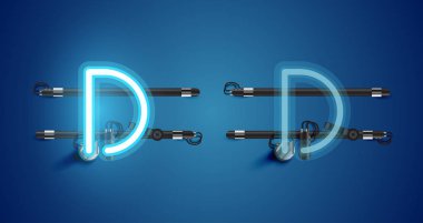 Gerçekçi parlayan mavi neon charcter ve kapalı