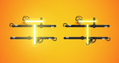 Gerçekçi parlayan sarı neon charcter ve kapalı