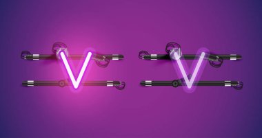 Gerçekçi parlayan mor neon charcter ve kapalı