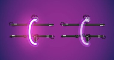 Gerçekçi parlayan mor neon charcter ve kapalı