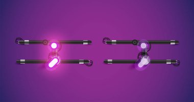 Gerçekçi parlayan mor neon charcter ve kapalı