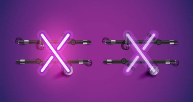 Gerçekçi parlayan mor neon charcter ve kapalı