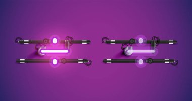 Gerçekçi parlayan mor neon charcter ve kapalı