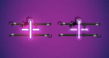 Gerçekçi parlayan mor neon charcter ve kapalı