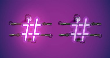 Gerçekçi parlayan mor neon charcter ve kapalı