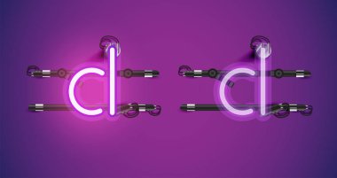 Gerçekçi parlayan mor neon charcter ve kapalı