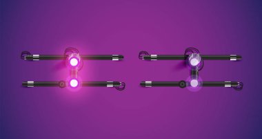 Gerçekçi parlayan mor neon charcter ve kapalı