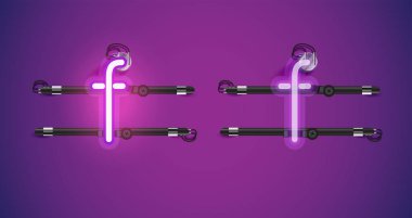 Gerçekçi parlayan mor neon charcter ve kapalı