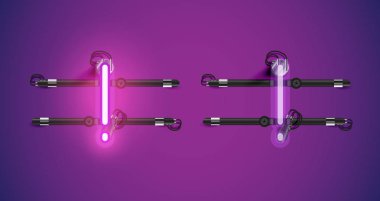 Gerçekçi parlayan mor neon charcter ve kapalı