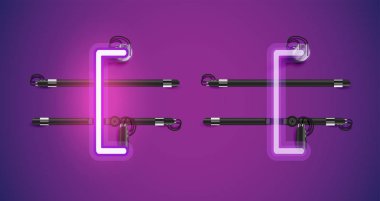 Gerçekçi parlayan mor neon charcter ve kapalı