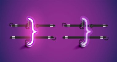 Gerçekçi parlayan mor neon charcter ve kapalı